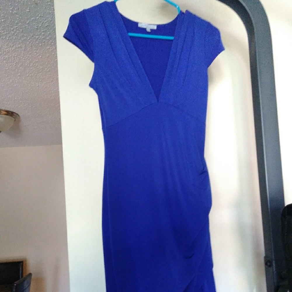 Royal blue knee length dress.
